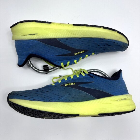 Brooks Mens 9.5 US / Women's 11 Hyperion Tempo Blue Nightlife Yellow 1103391D491 - Picture 4 of 9